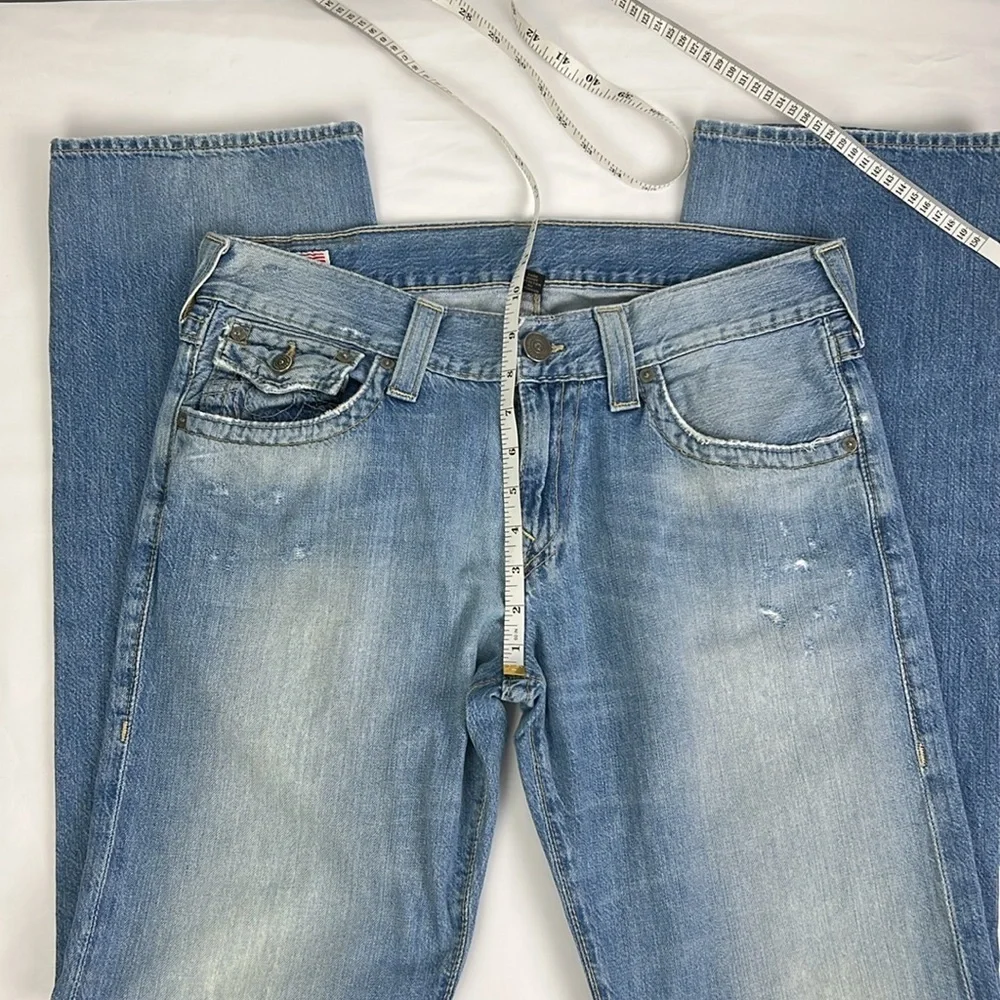 True Religion‎ Men 32 Faded Distressed Straight Flap Pockets Jean